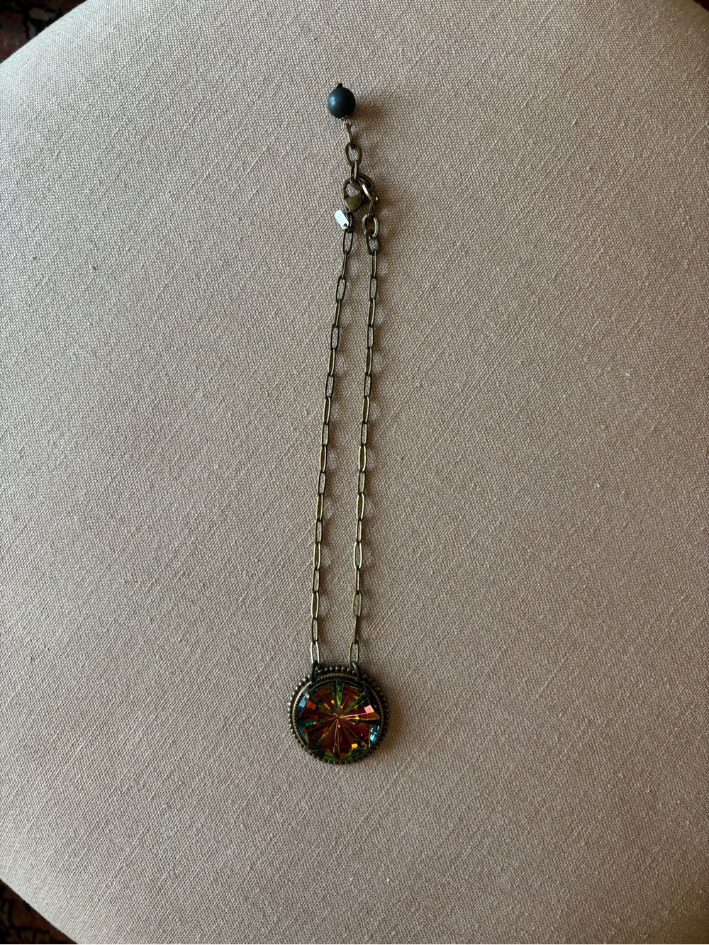 Mark Edge Crystal Pendant Necklace